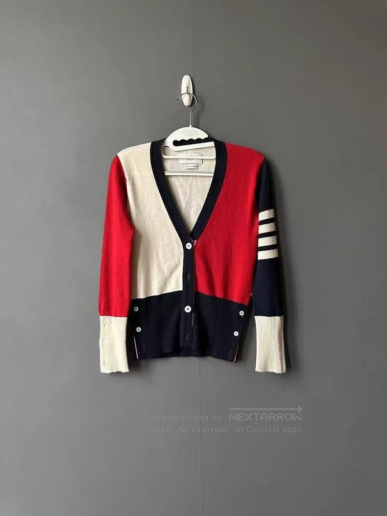 Thom Browne Color-Blocked Cashmere Cardigan