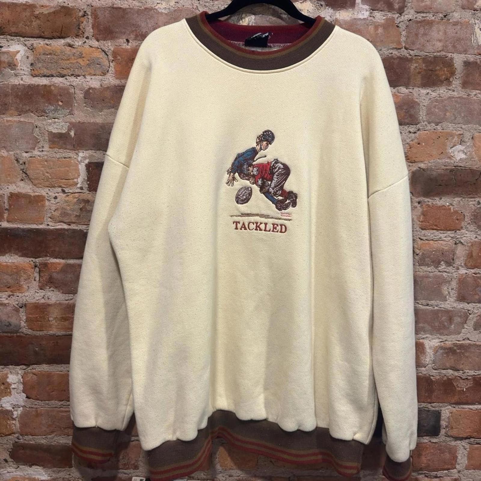 Vintage 1980S NORMAN ROCKWELL TACKLED PULLOVER Size US XXL / EU 58 / 5 - 4 Thumbnail