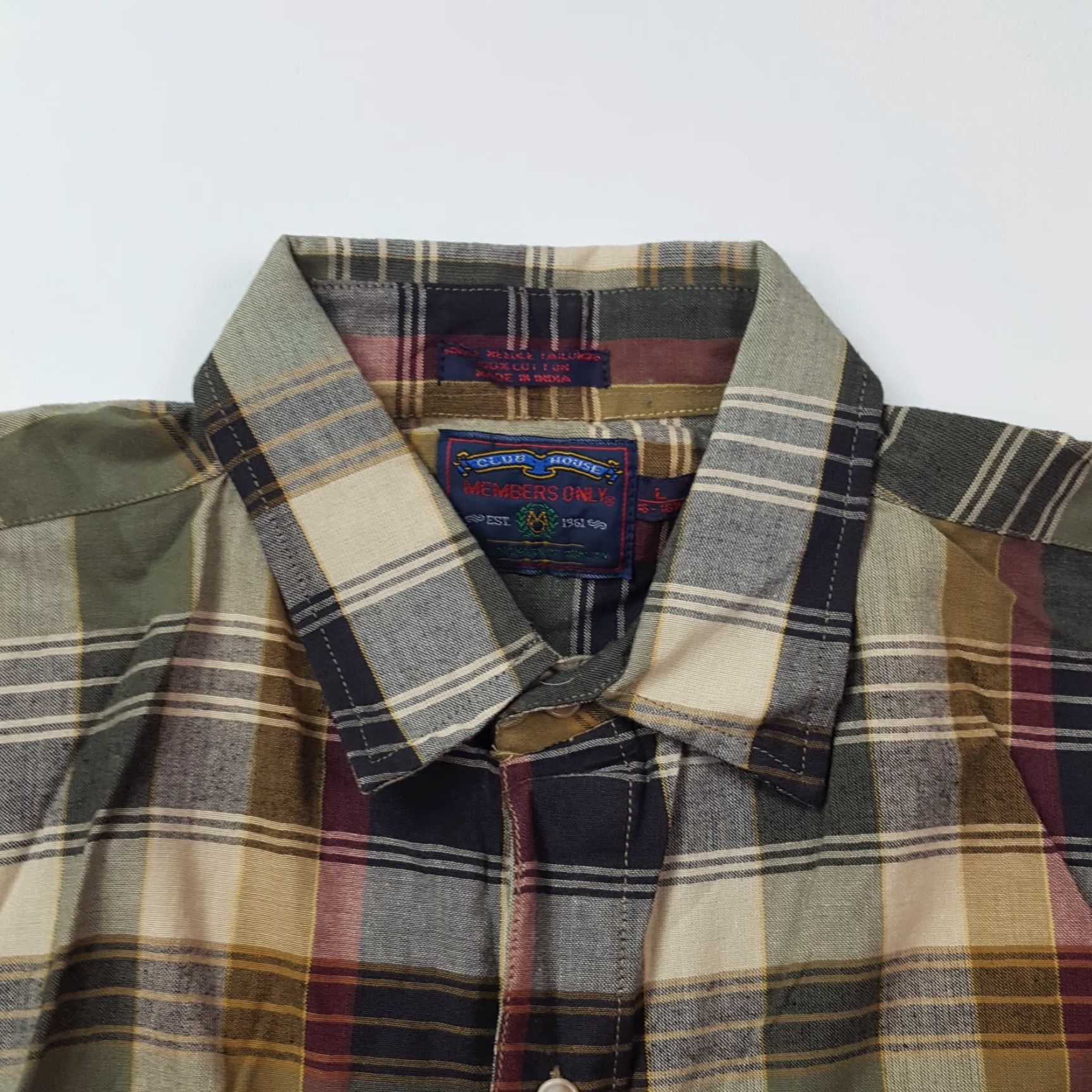 Members Only VINTAGE Members Only 90s Plaid Shirt Mens Large Cotton Canvas Button-Up Short Sleeve Collar Shirt Size US L / EU 52-54 / 3 - 4 Thumbnail