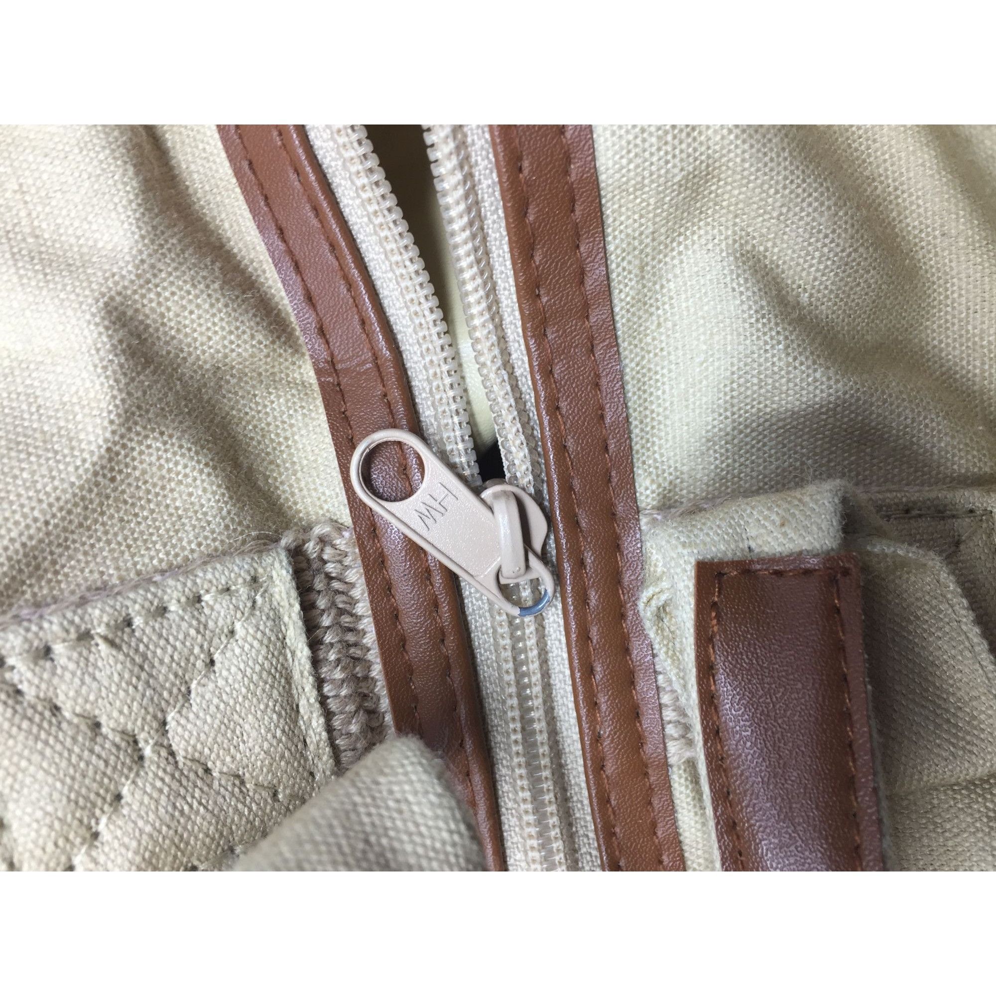Other Vintage TIME Beige/Brown Zippered Duffle Bag with Handles Size ONE SIZE - 5 Thumbnail