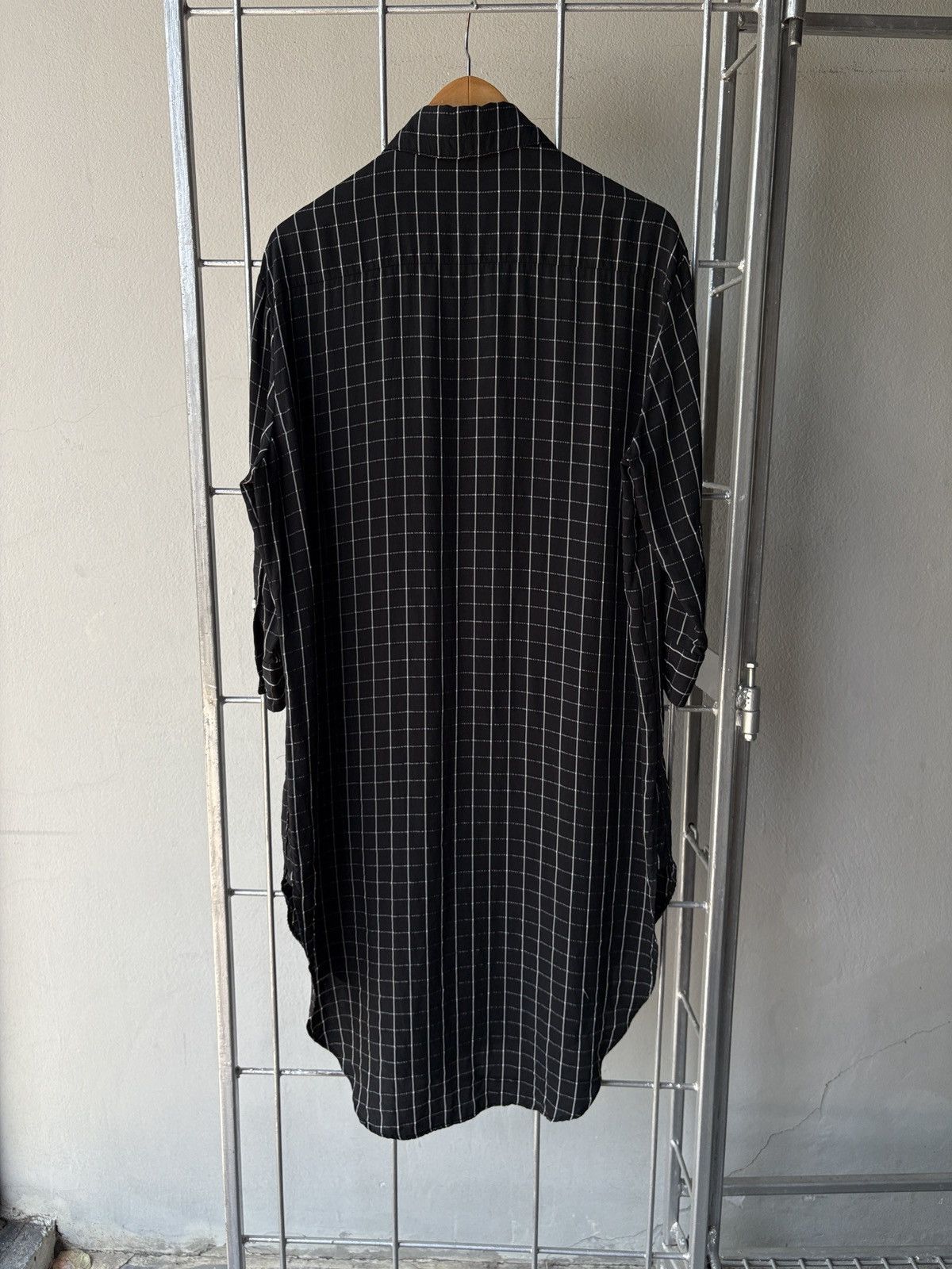 Y's × Yohji Yamamoto Y's Yohji Yamamoto grid black shirt dress. Size XS / US 0-2 / IT 36-38 - 9 Thumbnail