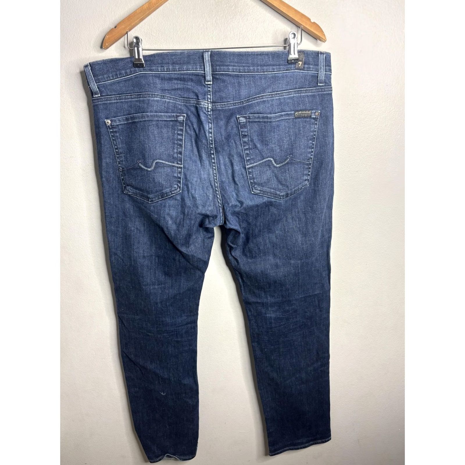 7 For All Mankind 7 For All Mankind Slimmy Jeans Mens Blue Denim Size 36 Wash Medium Slim Straight Pockets Logo Back Pocket Size US 36 / EU 52 - 4 Thumbnail