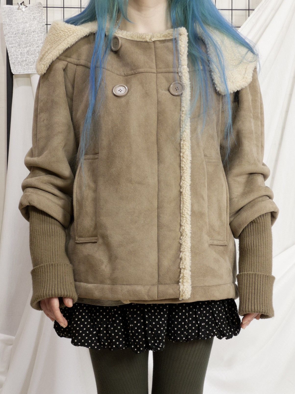 Vintage Faux shearling hooded coat in beige mori kei softcore Size M / US 6-8 / IT 42-44 - 3 Thumbnail