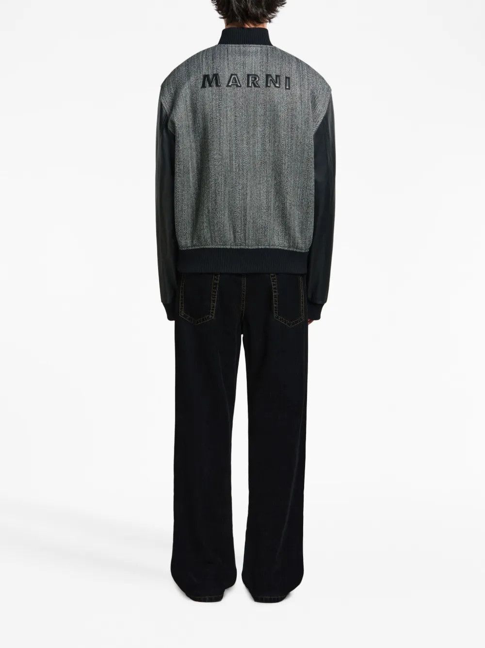 Marni o1w1db10125 Logo-Embossed Bomber Jacket in Black/Grey Size US M / EU 48-50 / 2 - 2 Thumbnail