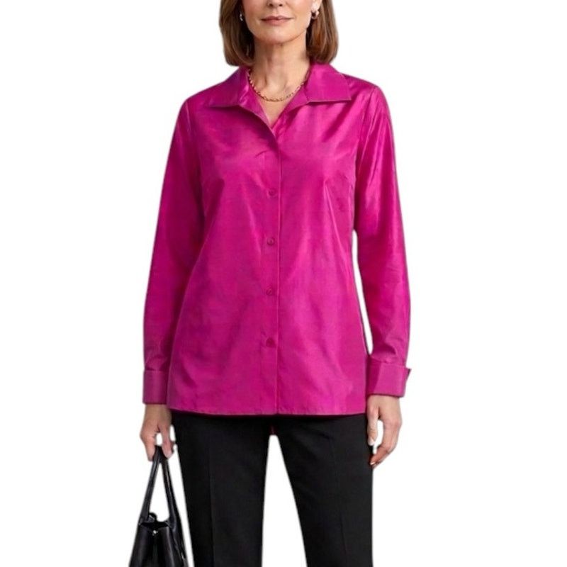 Talbots Talbots silk taffeta fuchsia long sleeve blouse NWT Size XL / US 12-14 / IT 48-50 - 1 Thumbnail