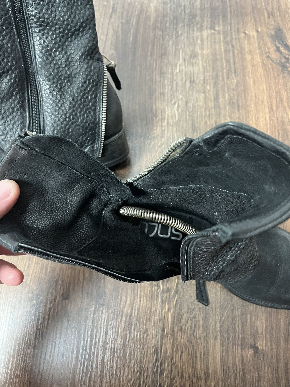 Japanese Brand Mjus Woman’s Black Leather Biker Zip Ankle Boots Shoes Size US 7 / IT 37 - 11 Thumbnail