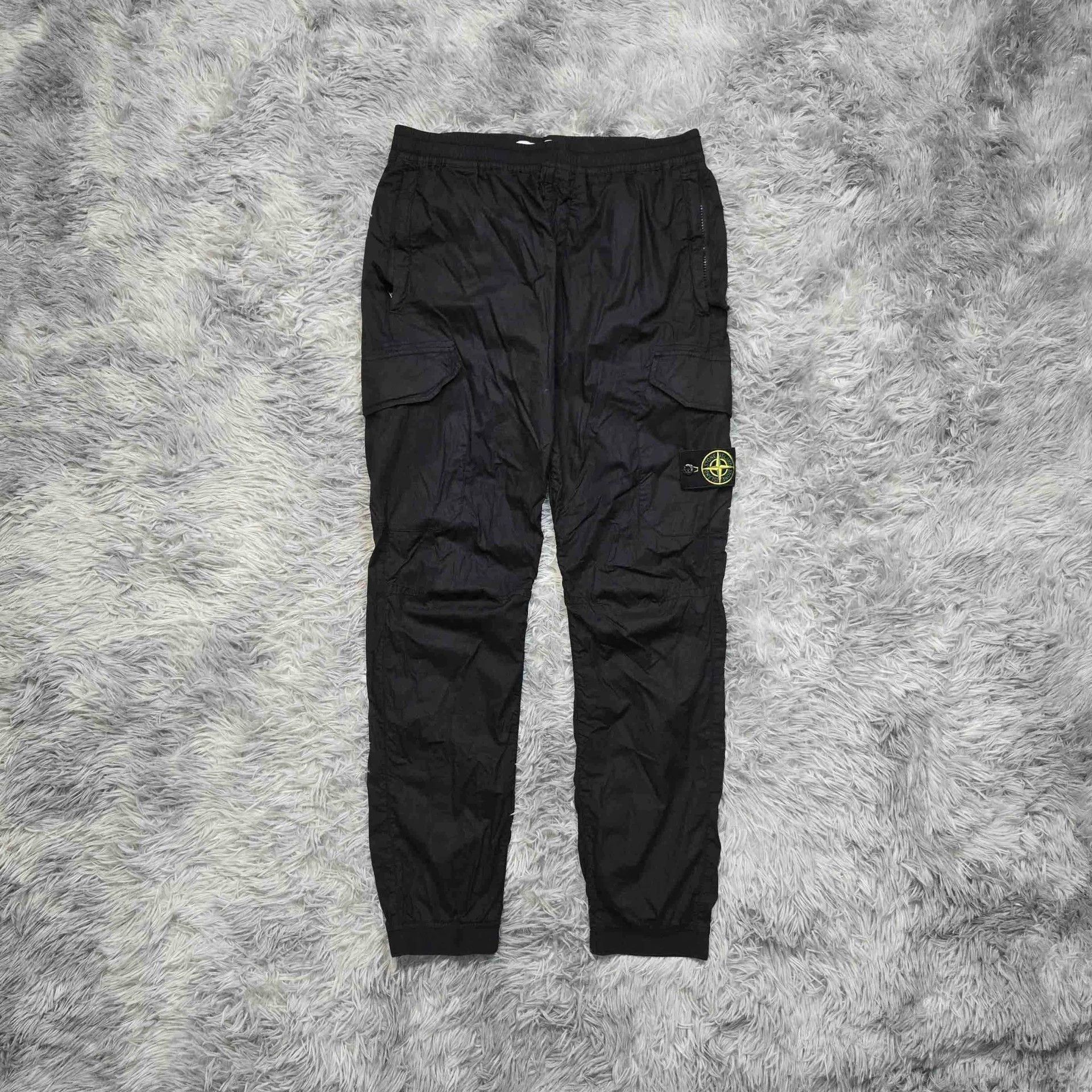 stone island black cargo pants for men