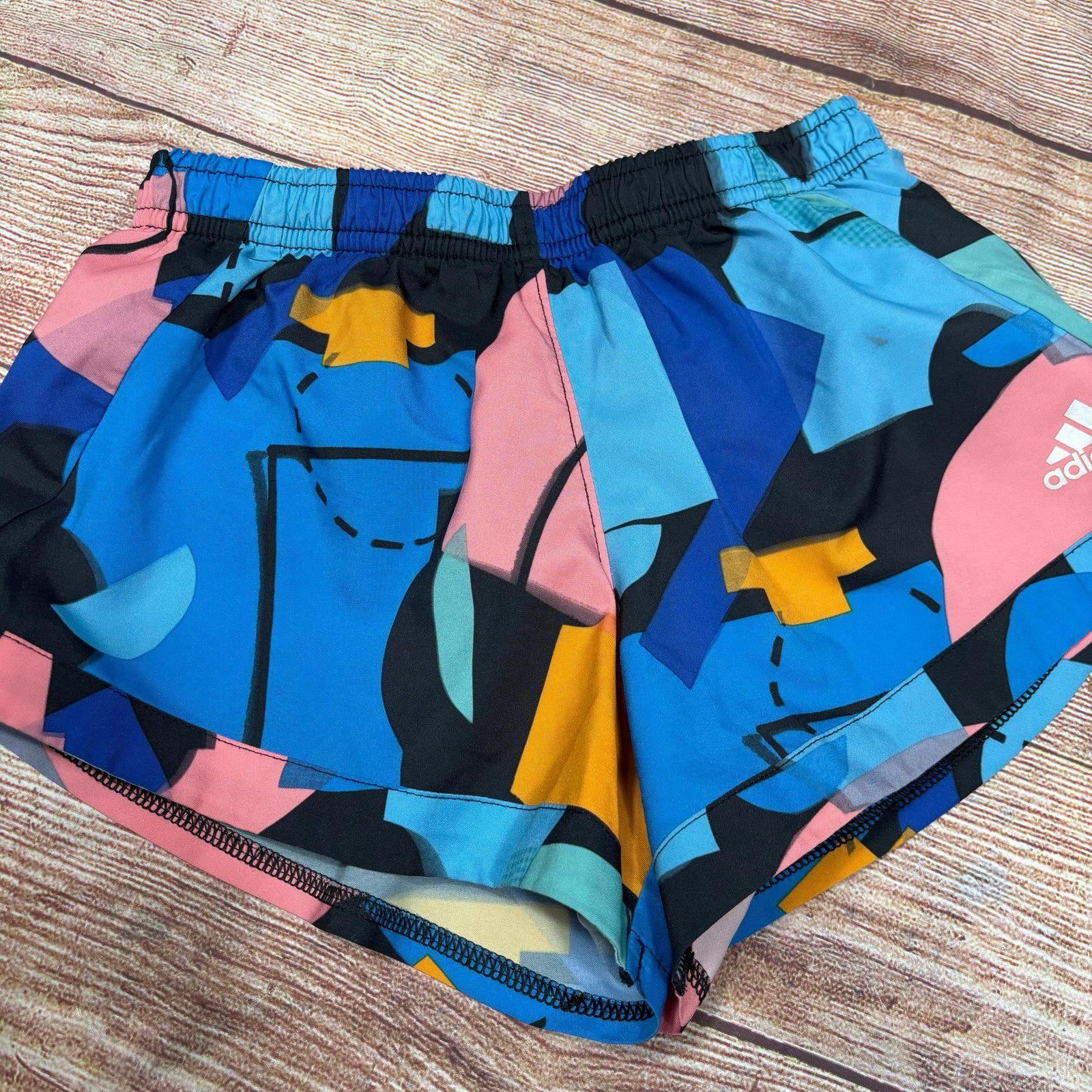 Adidas Adidas Girls Small (7/8) Abstract Pattern Pacer Shorts Size 24" / US 00 / IT 34 - 2 Thumbnail