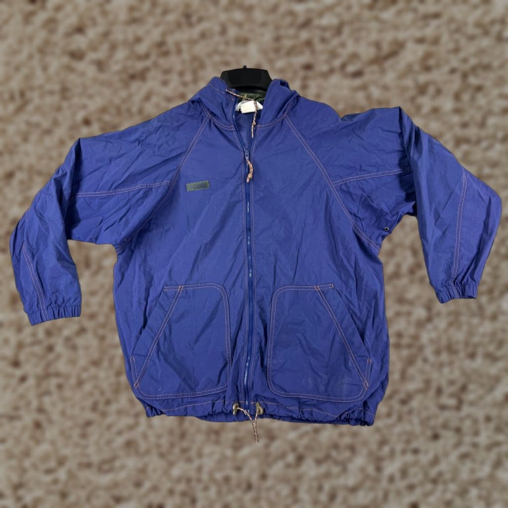 VINTAGE Columbia Jacket Women Medium Purple Full Zip Hooded Nylon Shell Pockets