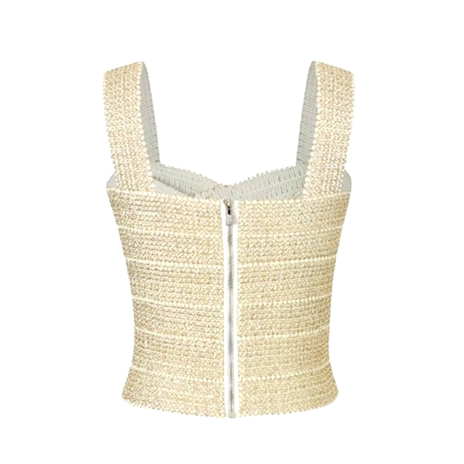 Other Micas Women's Champagne Zip Back Crop Bandage Party Tank Top Size M / US 6-8 / IT 42-44 - 2 Thumbnail