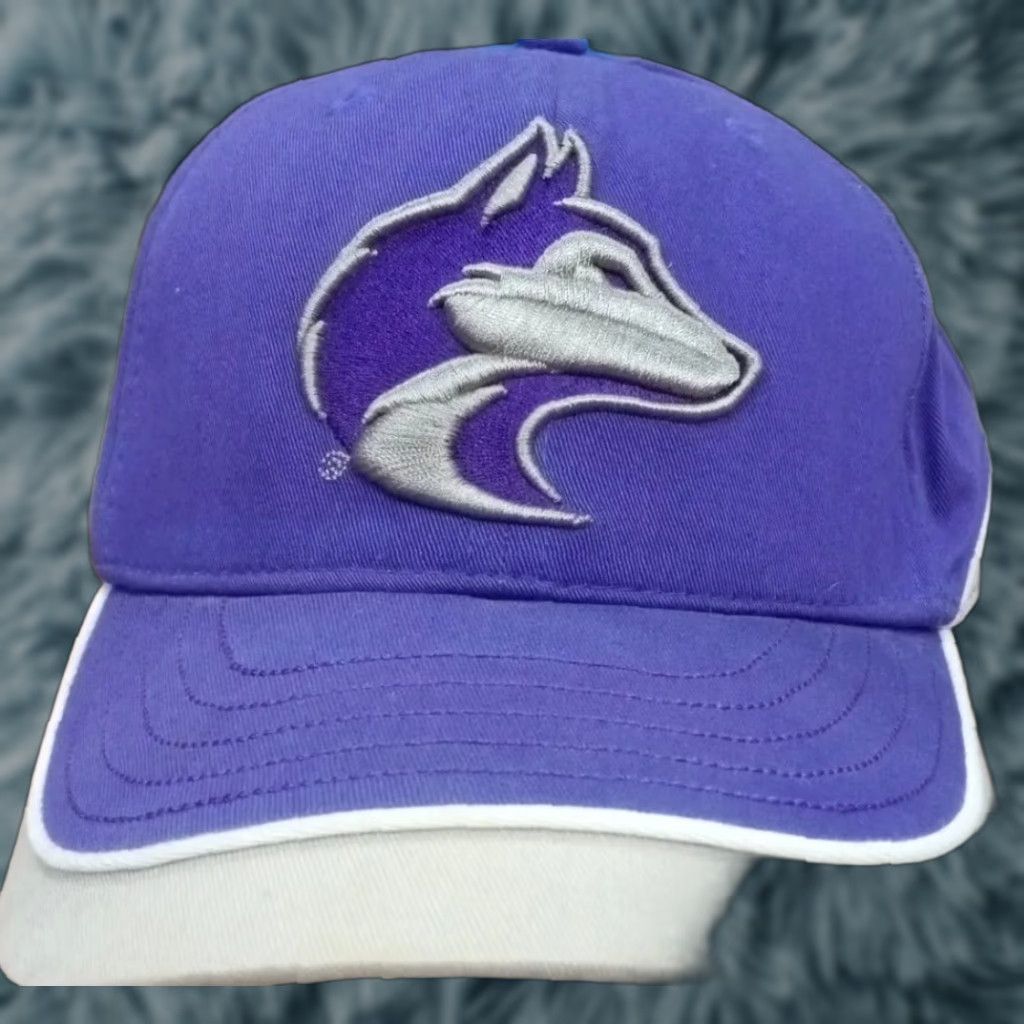 New Era VINTAGE New Era Adjustable NCAA Washington Huskies Hat Embroidered Logo Hookloop Hat Men One Size Purple Huskies 90s Sports Logo Size ONE SIZE - 1 Thumbnail