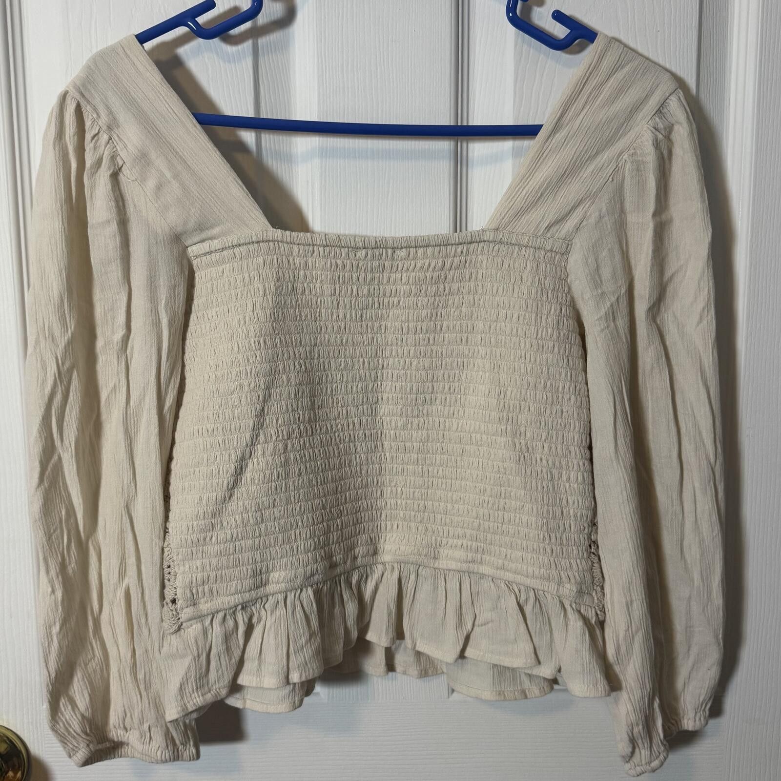 American Eagle Outfitters American Eagle Beige Crochet Long Sleeve Top Size S Size S / US 4 / IT 40 - 3 Thumbnail