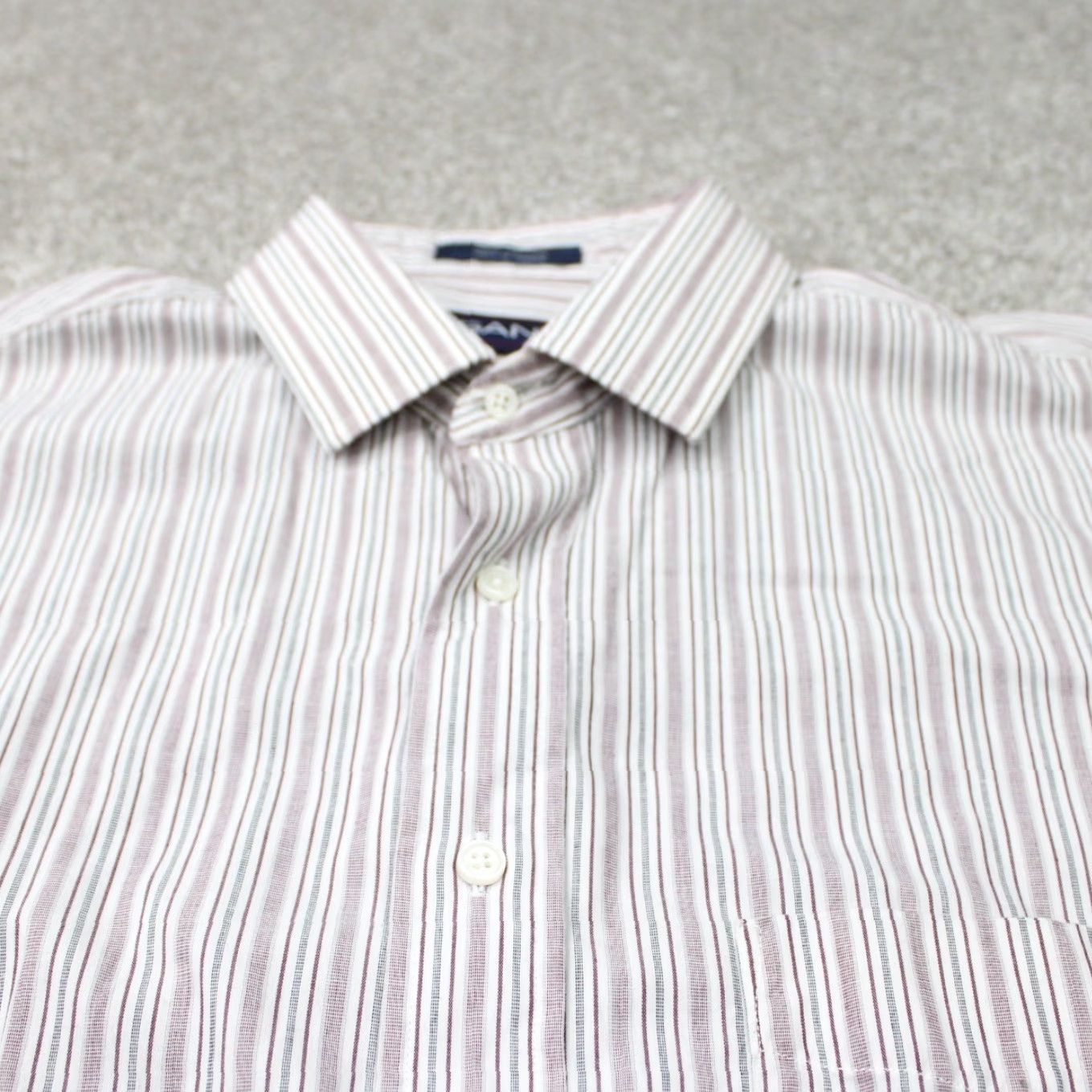 Gant GANT Shirt Mens 16 1/2 35 Red/White Striped 100% Cotton Long Sleeve Button Down Dress Shirt Mens Regular Red 90s Classic Vintage No Size US XL / EU 56 / 4 - 5 Thumbnail
