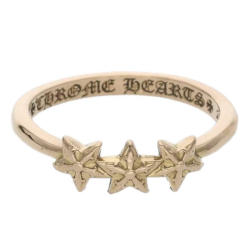 image of Chrome Hearts Bubblegum 3 Star Ring in Gold, Men's