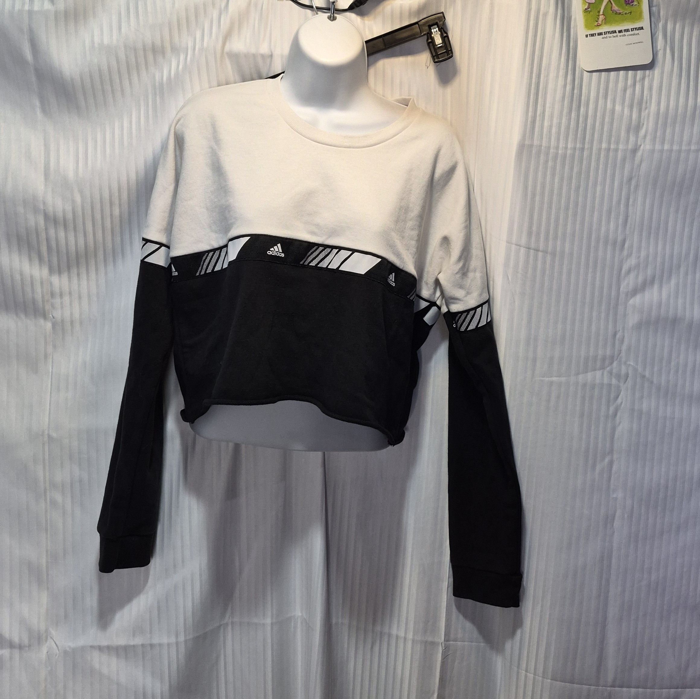 Adidas adidas XS Two-Tone Cropped Sweatshirt - Black & White Size XS / US 0-2 / IT 36-38 - 2 Thumbnail