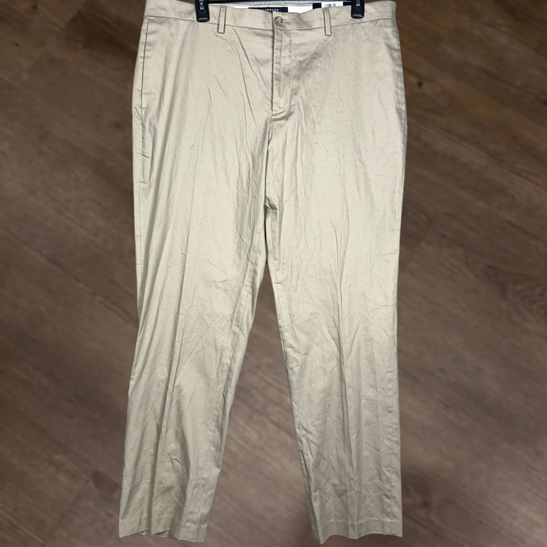Tailorbyrd TAILORBYRD Pants Mens 40X32 Khaki Flat Front Stretch Chino Business Casual Workwear Slim Tailored Fit Pants Size US 40 / EU 56 - 1 Thumbnail