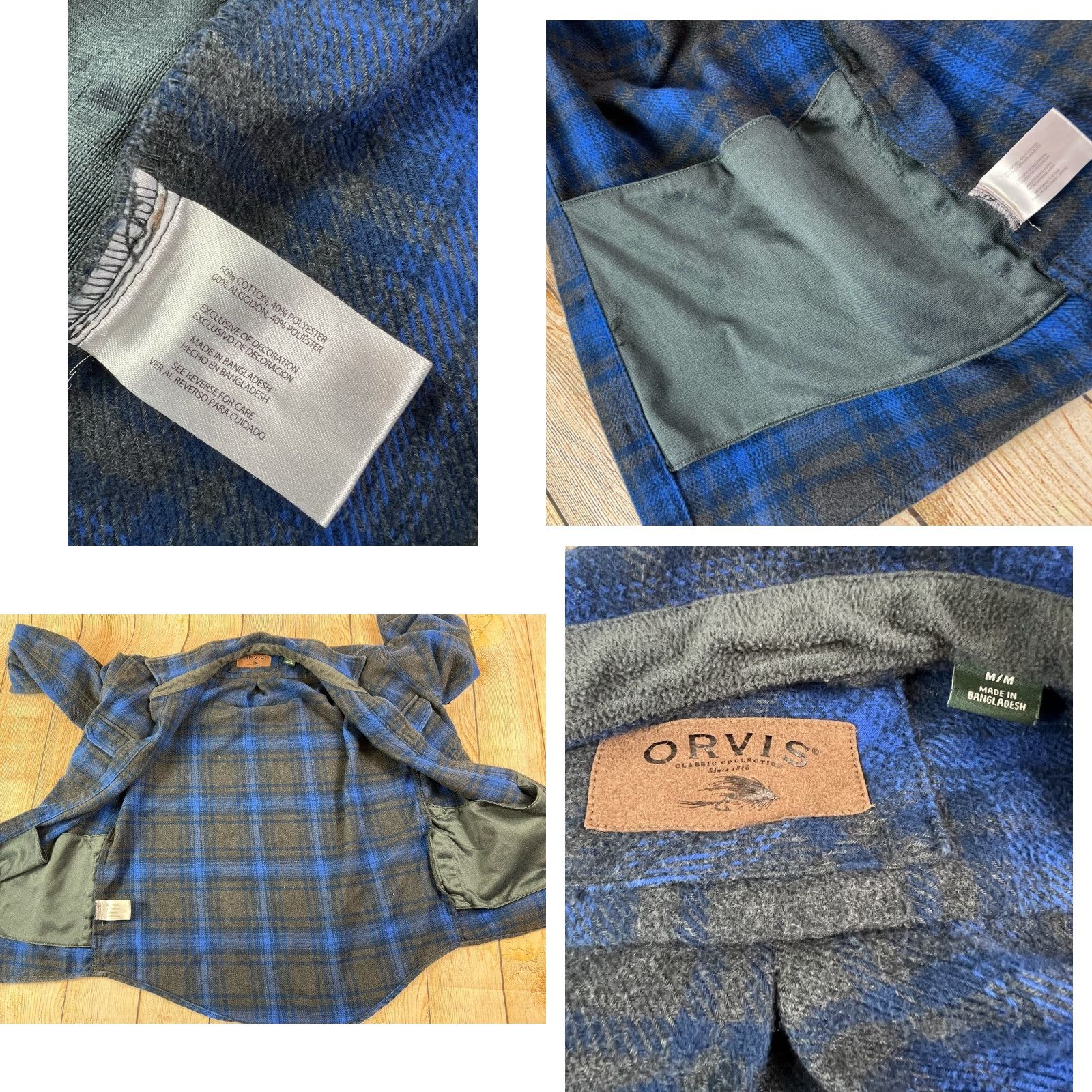 Orvis Orvis Shirt Plaid Long Sleeve Button-Up Men's Blue Medium | Cotton Polyester Flannel, Button-Up, Casual, Regular Fit Size US M / EU 48-50 / 2 - 8 Thumbnail