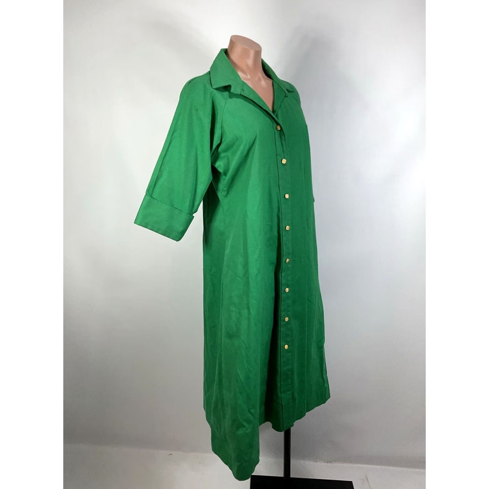 Venus VINTAGE Venus Barsa Green Canvas Gold Button House Coat Dress Kaftan ARIEL sz S Size S / US 4 / IT 40 - 5 Thumbnail