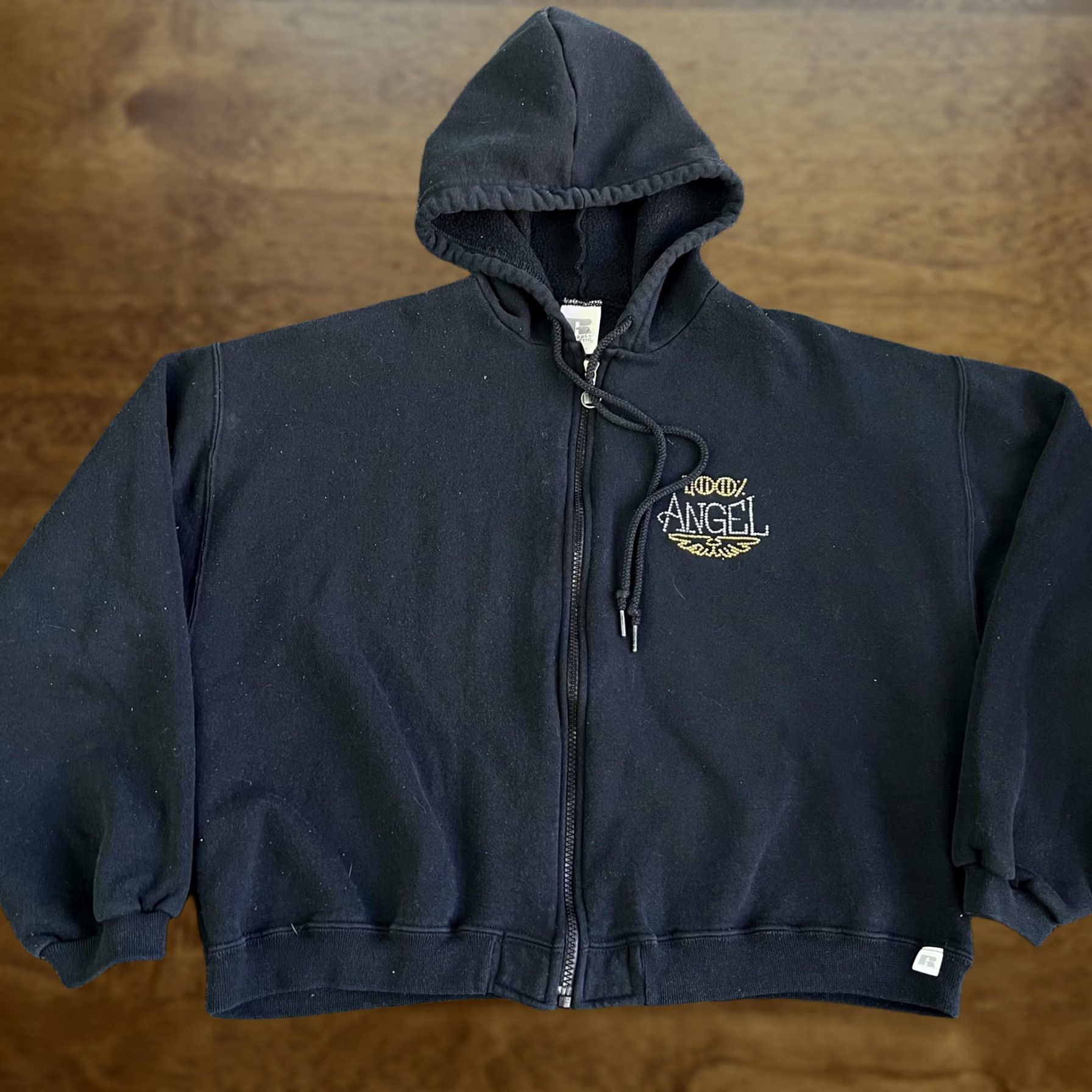 Russell Athletic VINTAGE Russell Athletic Hoodie Womens Large Black 100% Angel Rhinestone Full Zip Size L / US 10 / IT 46 - 1 Thumbnail