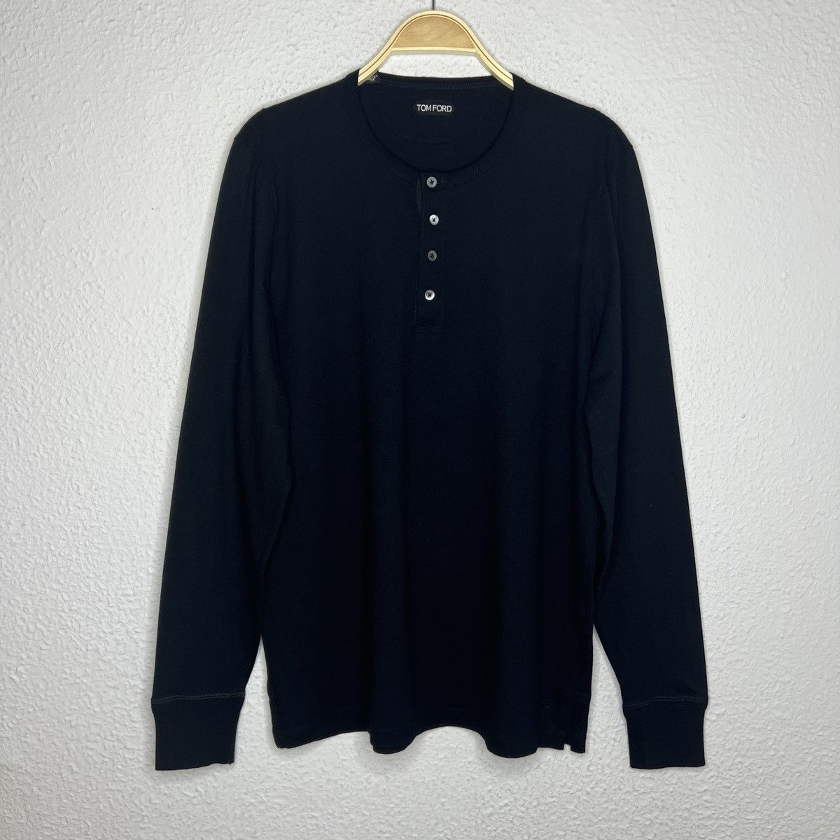 Tom Ford Long Sleeve Tshirt Tee Black Logo Classic Basic
