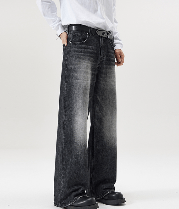 Japanese Brand × Jean Men's washed distressed loose straight wide-leg jeans Size US 32 / EU 48 - 2 Thumbnail