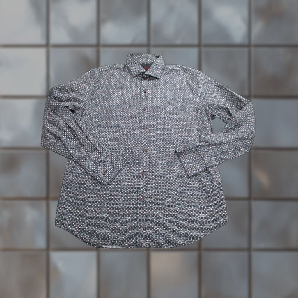 Robert Graham Robert Graham Shirt Mens Large Black Tailored Fit Long Sleeve Button-Up Geometric Cotton-Spandex Mens Size US L / EU 52-54 / 3 - 1 Thumbnail
