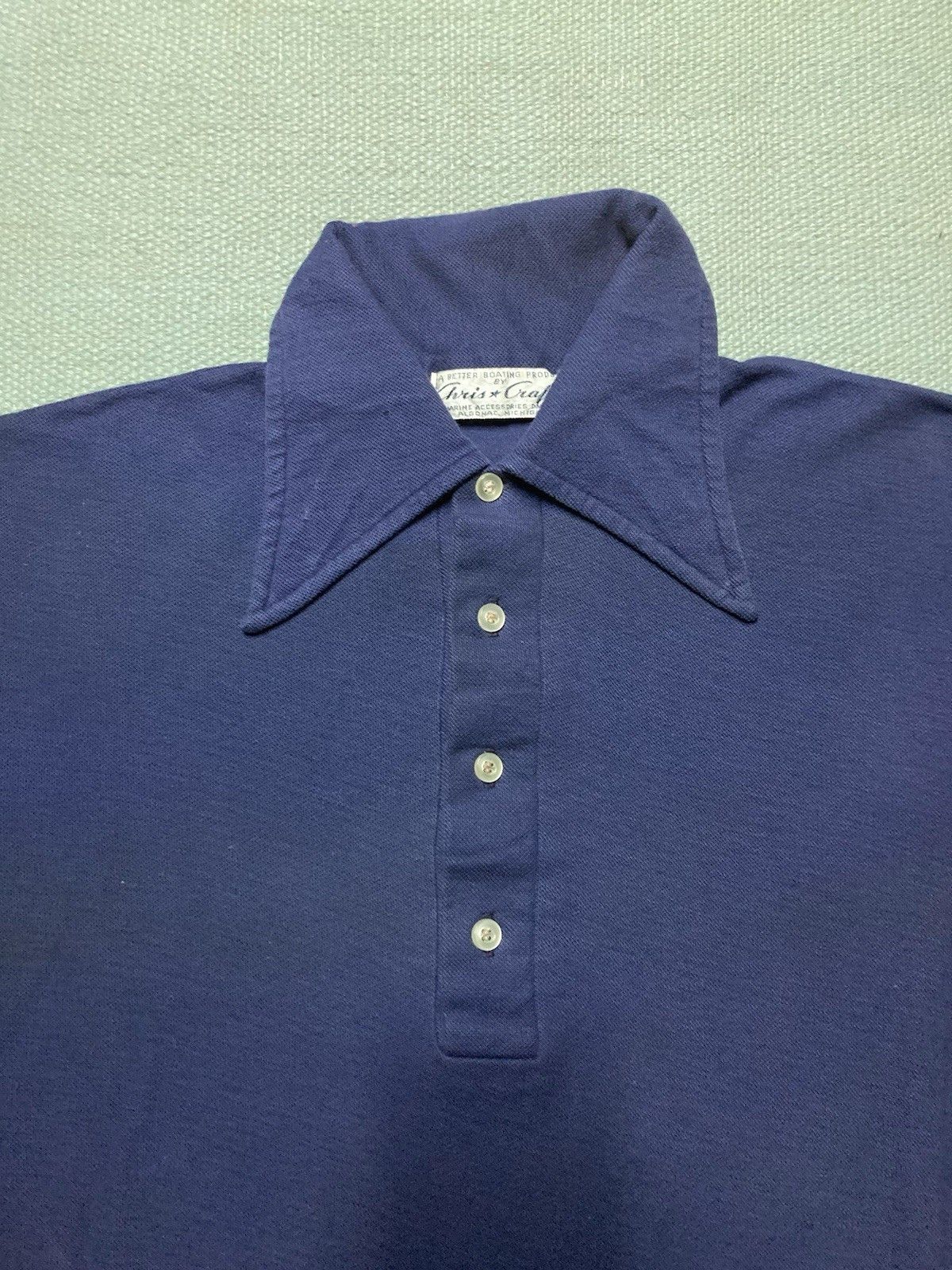 Vintage 70s polo shirt boating chris craft jacquard knit blue small Size US S / EU 44-46 / 1 - 4 Thumbnail