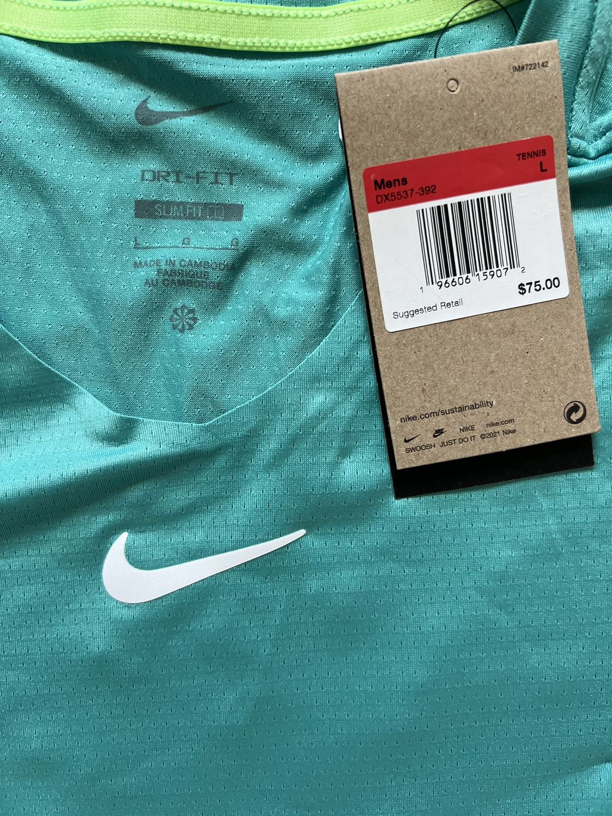 Nike Nike Court Dri Fit Advantage Printed Shirt Teal Size US L / EU 52-54 / 3 - 2 Thumbnail