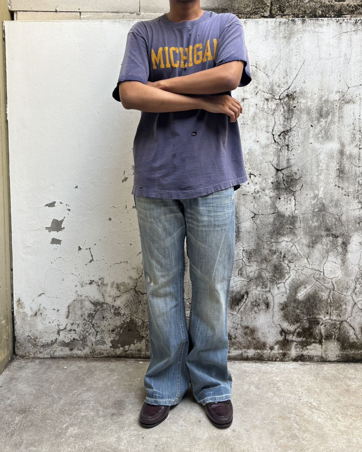 Vintage Thrashed MICHIGAN Sun Faded Tee Shirt Distressed ERD Size US XL / EU 56 / 4 - 7 Thumbnail