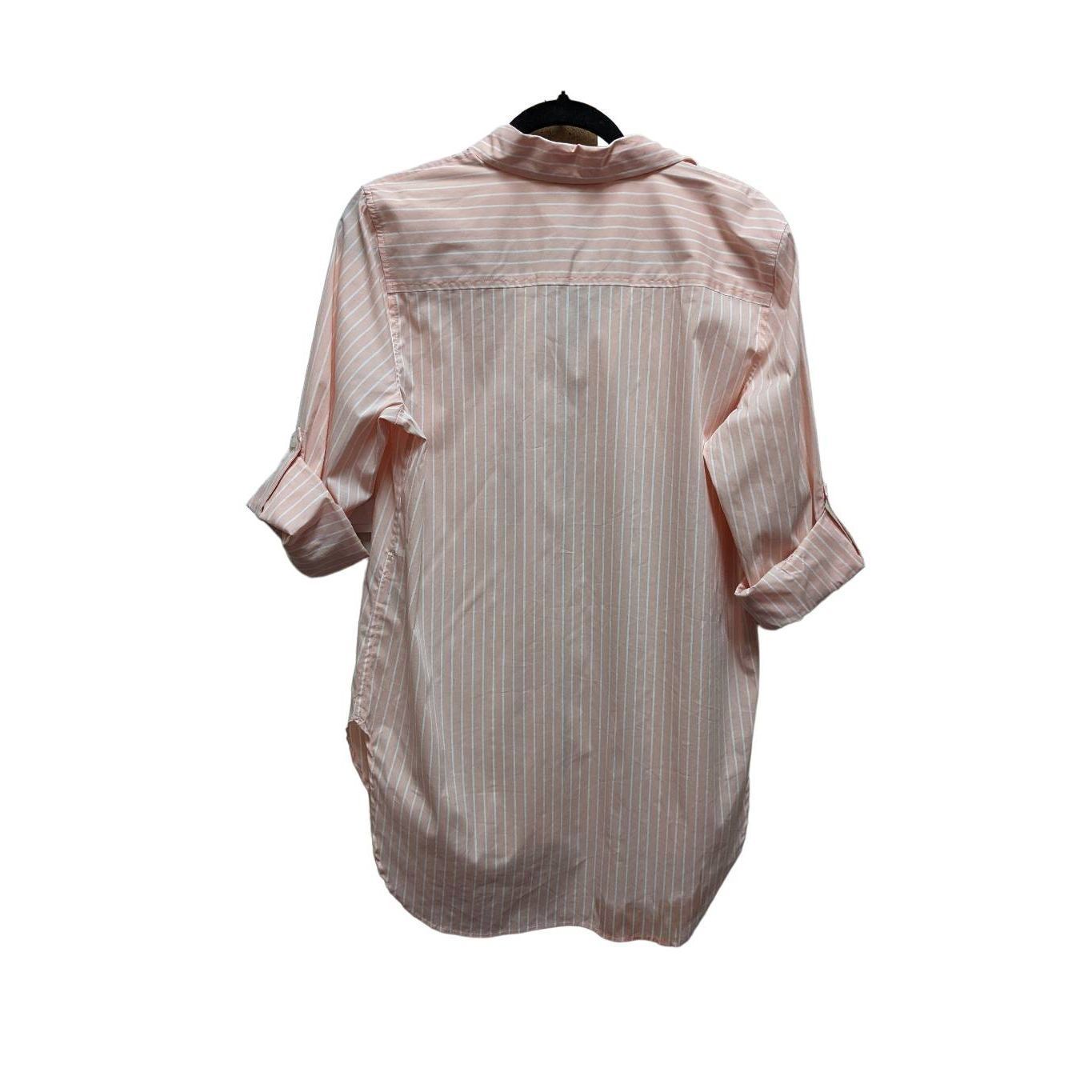 Calvin Klein Calvin Klein Women's Pink and White Striped Dress Shirt With Size M / US 6-8 / IT 42-44 - 2 Preview
