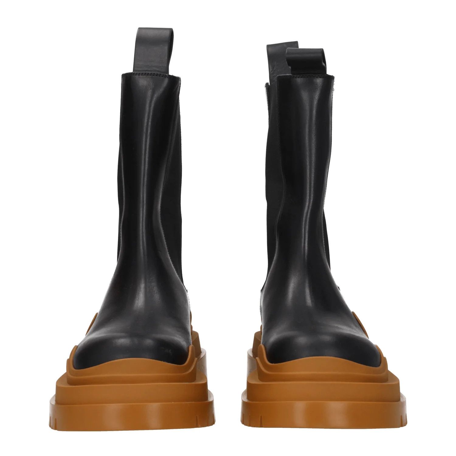 Bottega Veneta ob1o1e0325 Leather Ankle Boots in Black/Cognac Size US 7 / EU 40 - 3 Thumbnail