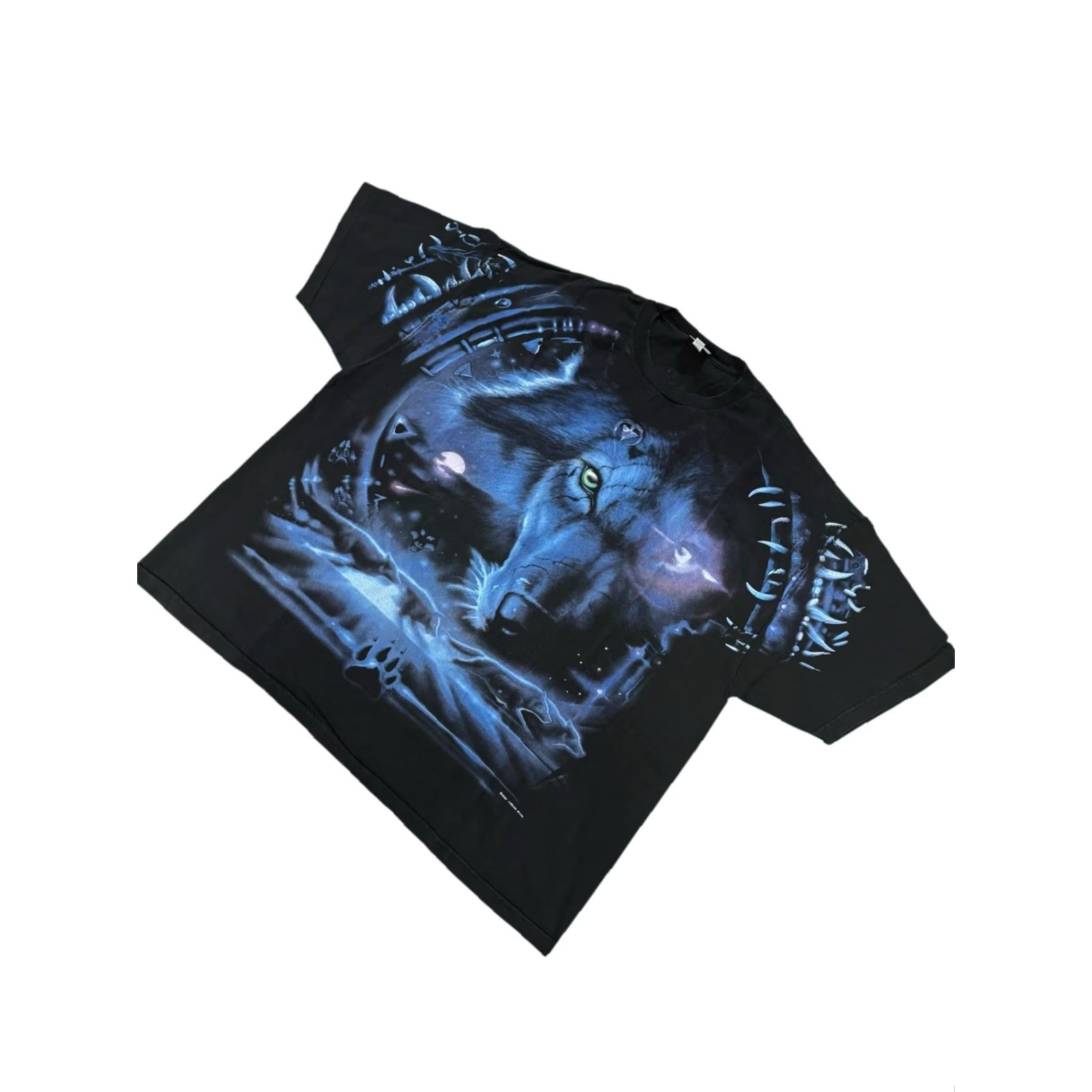 Liquid Blue VINTAGE Liquid Blue ALL OVER PRINT T SHIRT 3XL CYBER WOLF GALAXY DREAMCATCHER UNISEX Short Sleeve Black Cotton Graphic Tee Mens Size US XXL / EU 58 / 5 - 4 Thumbnail