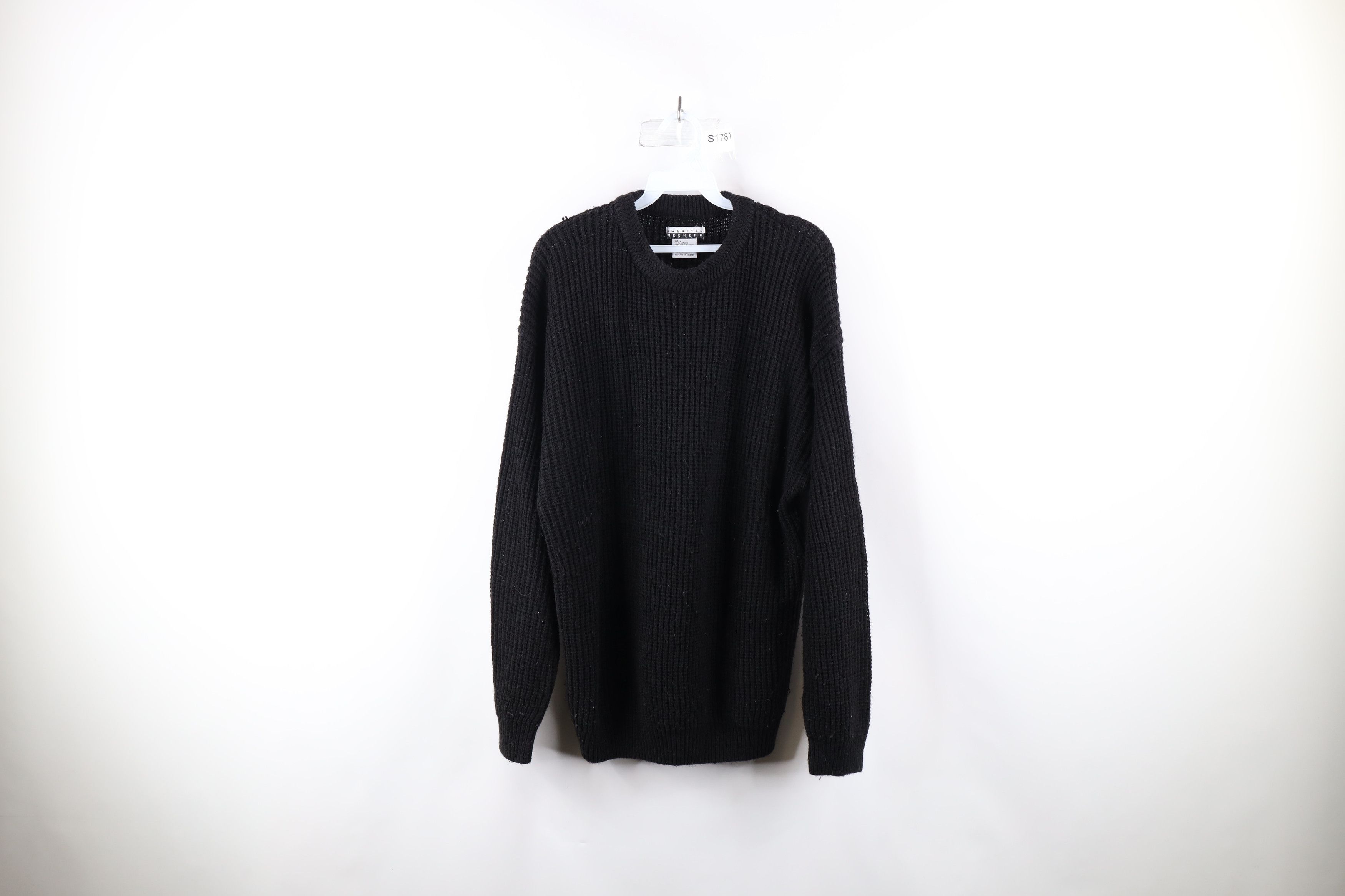 Other Vintage 90s Streetwear Chunky Ribbed Knit Sweater Black Size US L / EU 52-54 / 3 - 1 Thumbnail