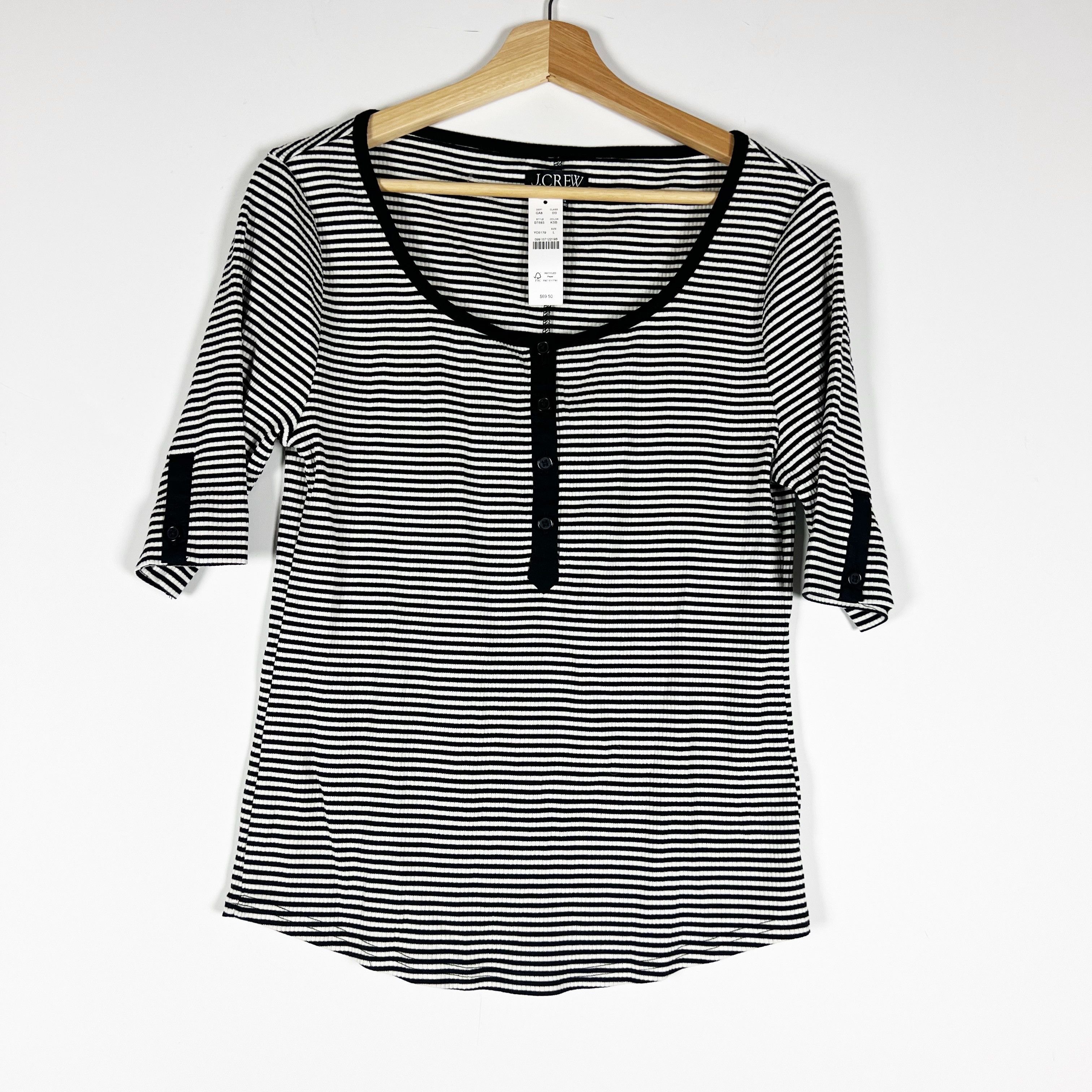 J.Crew NEW J. Crew Vintage Rib Henley Knit Stretch Size L / US 10 / IT 46 - 1 Thumbnail