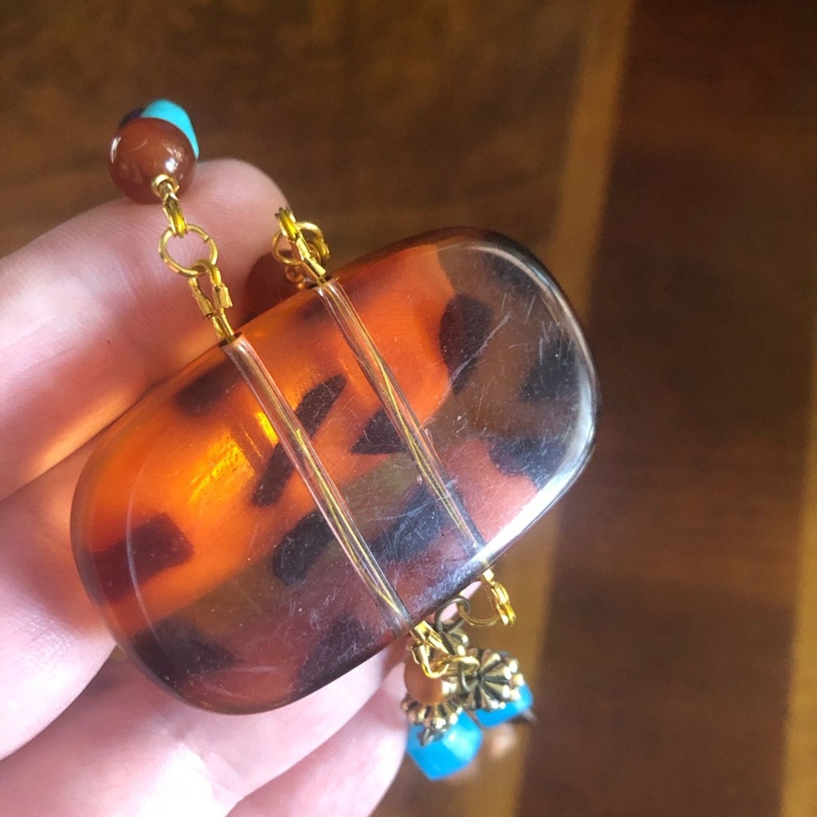 Handmade Handcrafted genuine stone faux tortoise medallion necklace Size ONE SIZE - 9 Thumbnail