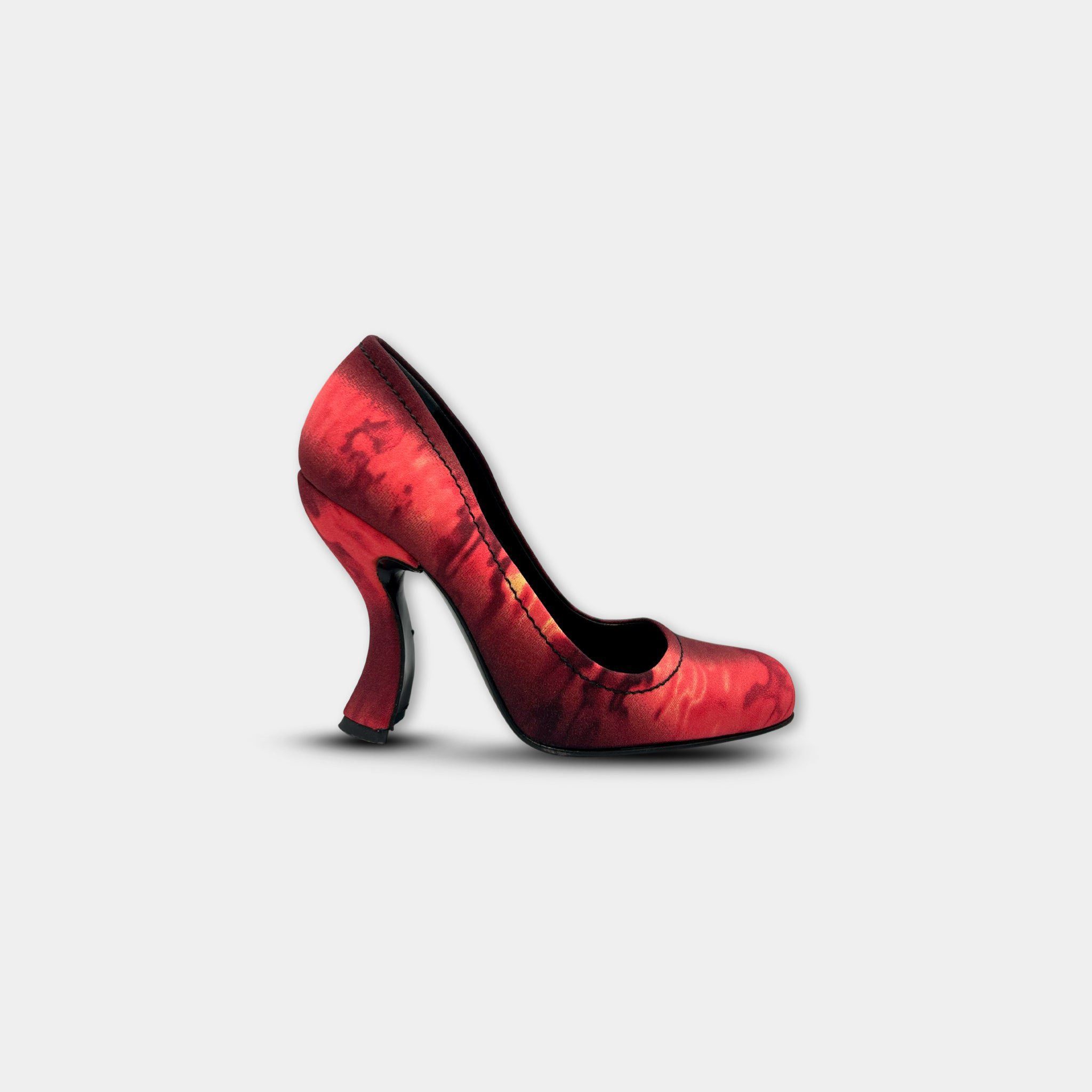 Prada Prada SS04 Red Tie-Dye Silk Pumps Size US 7 / IT 37 - 1 Thumbnail