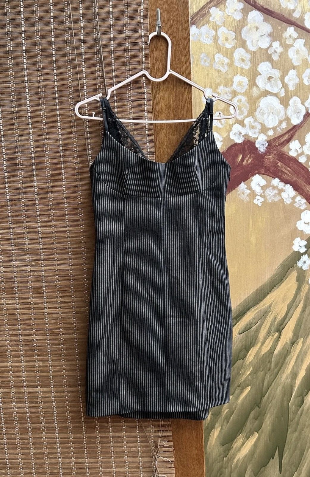 Alexander Wang Alexander Wang Pinstripe Slip Dress Lace Trim Bodycon Mini |  Grailed