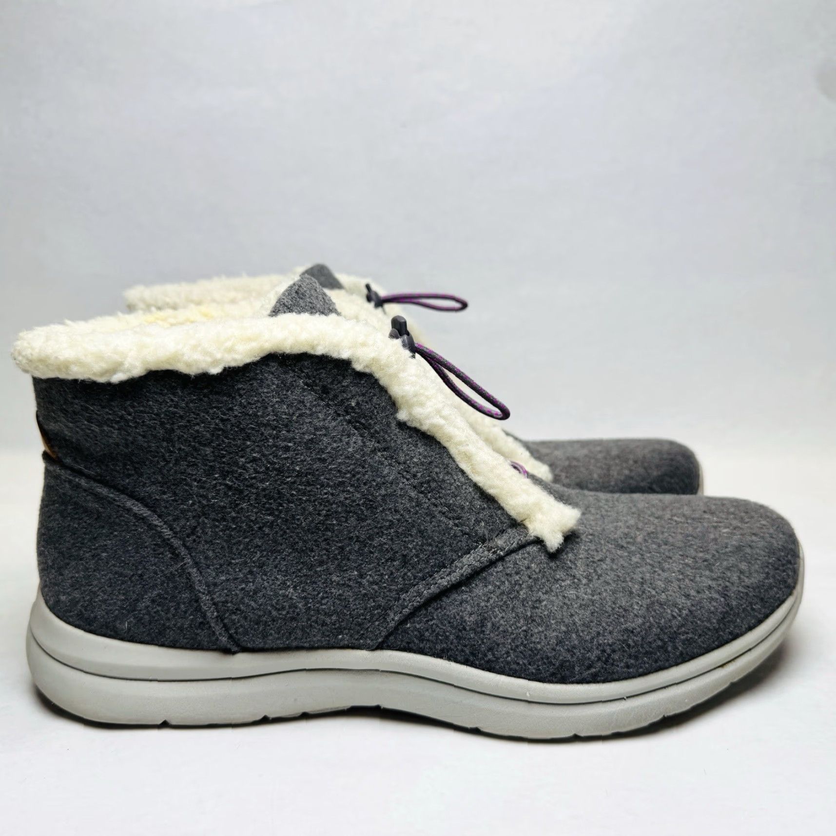 Vintage Ryka Everest Ankle Boots Womens Size 10 M Gray Faux Shearling Lined Lightweight Slip On Size US 10 / IT 40 - 7 Thumbnail