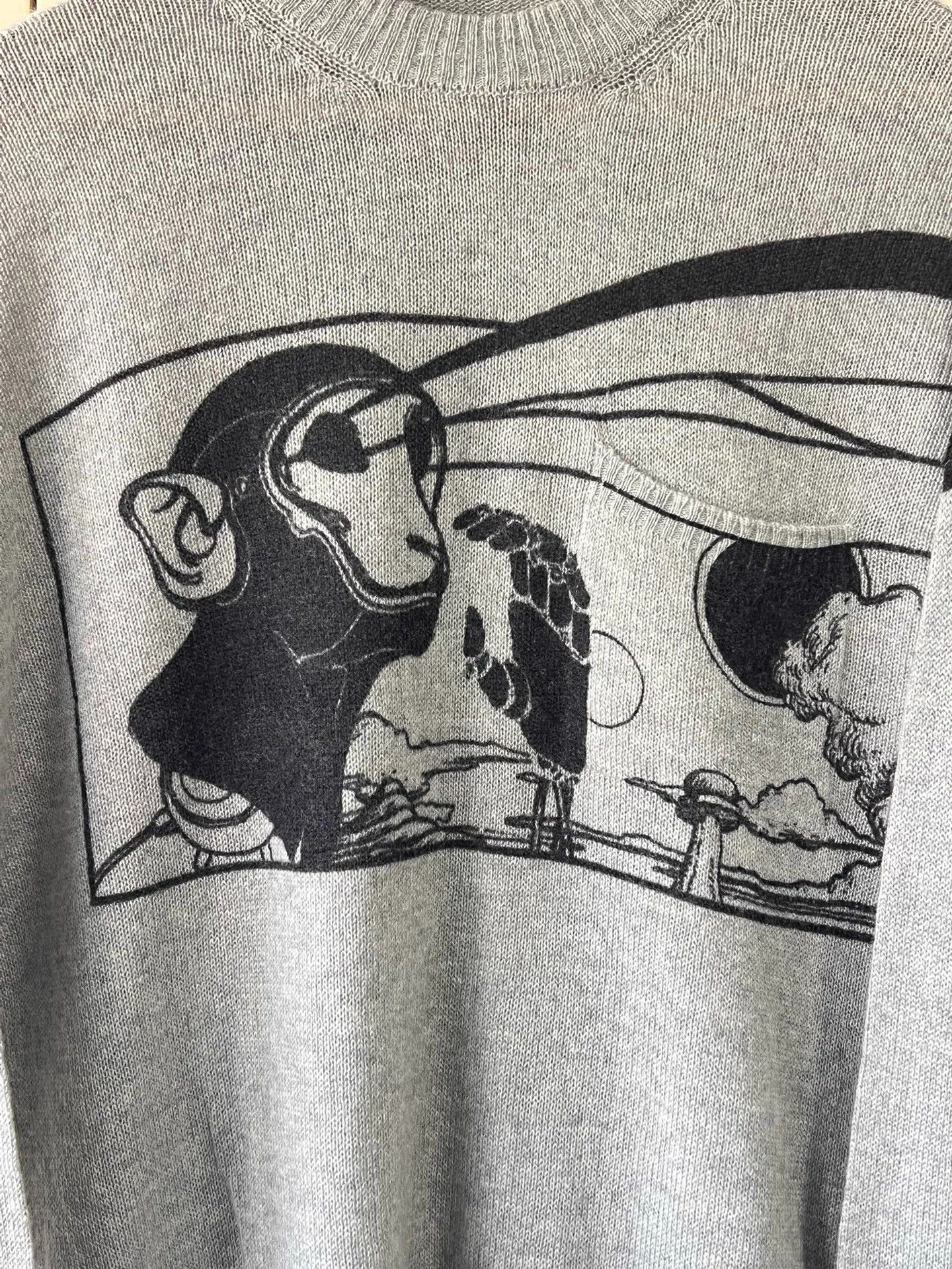 Prada Prada Men's Gray Tech Monkey Print Oversized Knit 46 IT Size US S / EU 44-46 / 1 - 4 Thumbnail