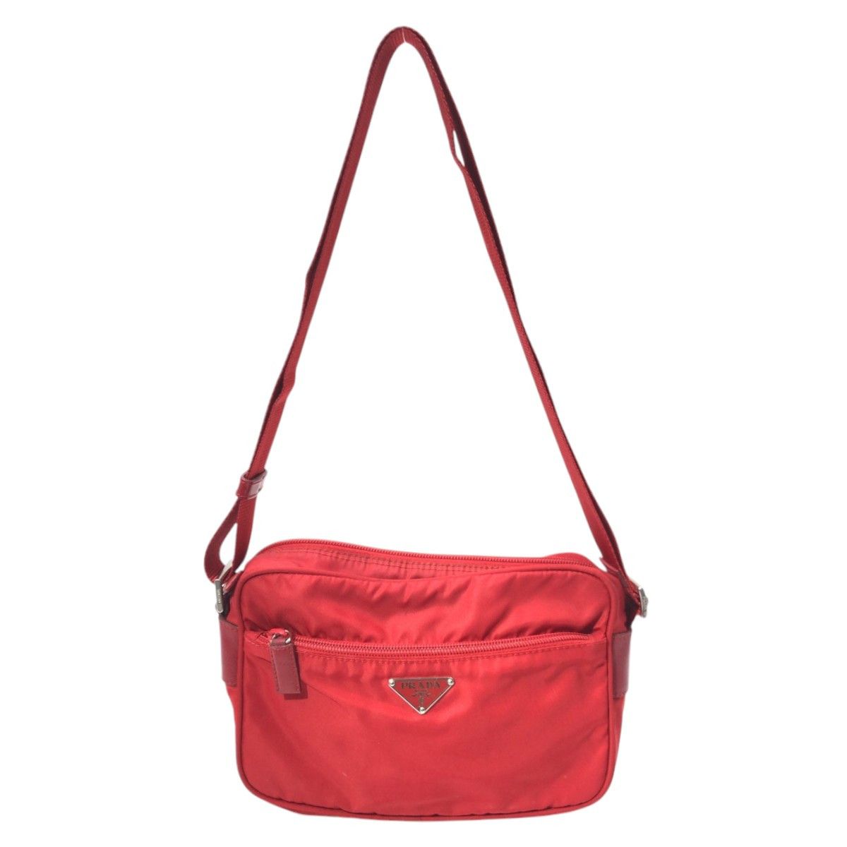 Prada Prada Tessuto Triangle Logo Nylon Shoulder Bag Others Shoulder Bag in Red, Women's