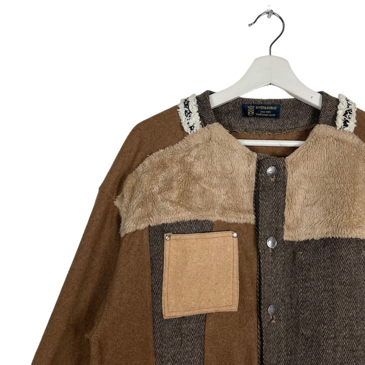 Japanese Brand 🔥 RIVET & SURGE PATCHWORK LESS COLAR Size US M / EU 48-50 / 2 - 7 Thumbnail