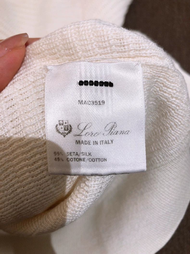 Loro Piana LORO PIANA White silk knitted short sleeve half sleeve T-s Size M / US 6-8 / IT 42-44 - 8 Thumbnail