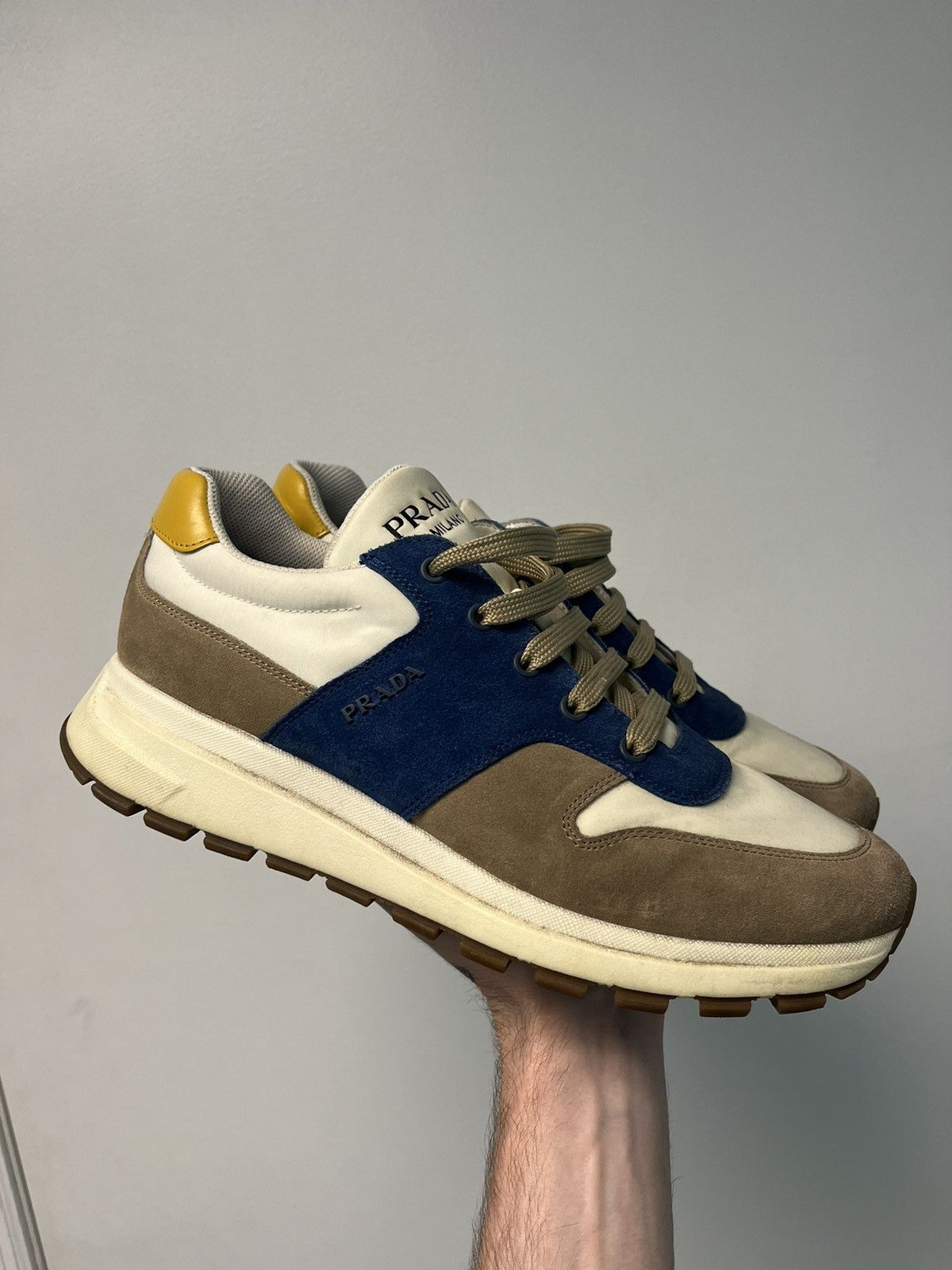 Prada PRADA Suede Nylon PRAX01 Sneakers Beige Blue White Size US 9.5 / EU 42-43 - 1 Thumbnail