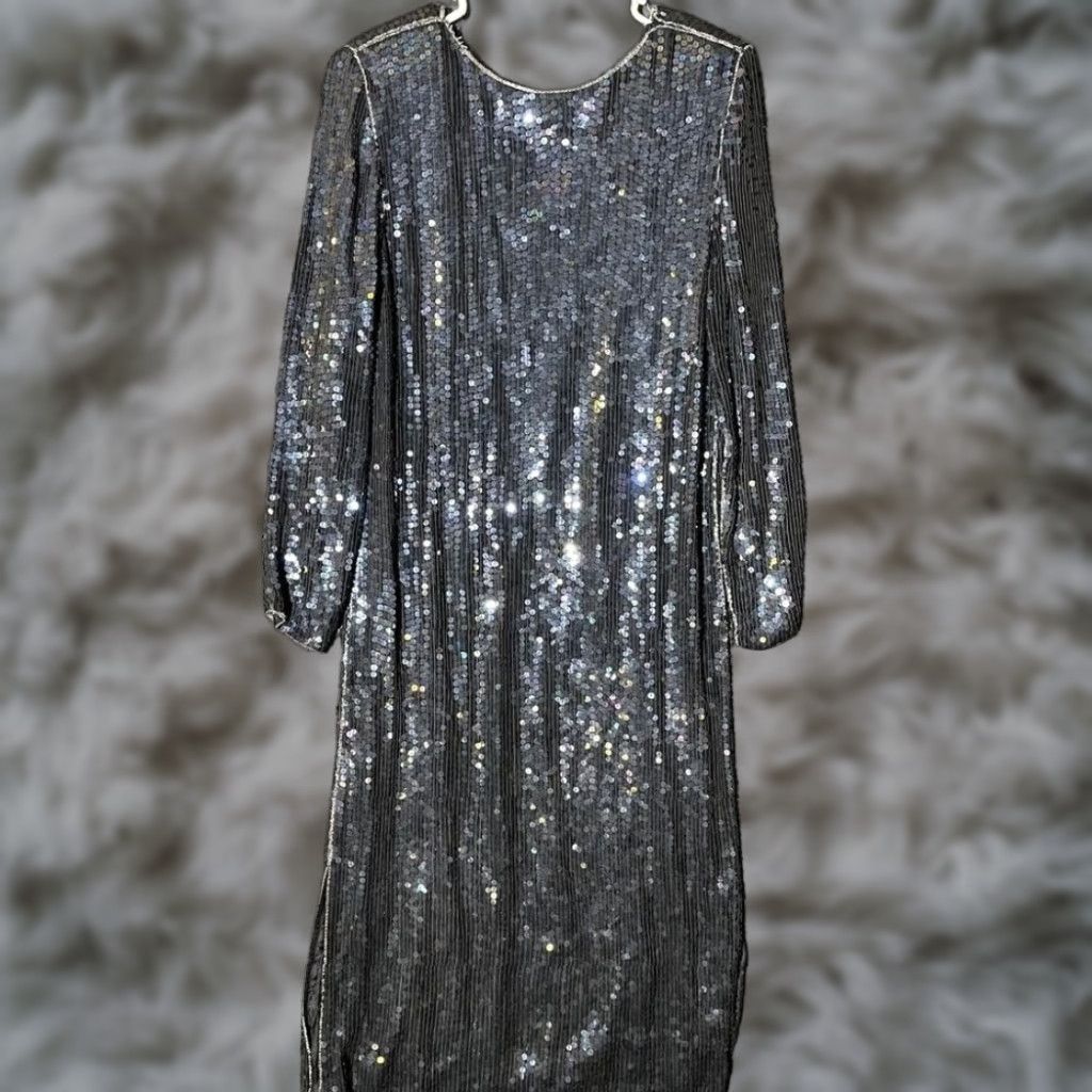 Vintage VINTAGE Jewel Queen Black Elegant Beaded Sequin Dress 100% Silk Women's Size M Midi Dress Women's M Black Beaded Sequin Dress Size M / US 6-8 / IT 42-44 - 1 Thumbnail
