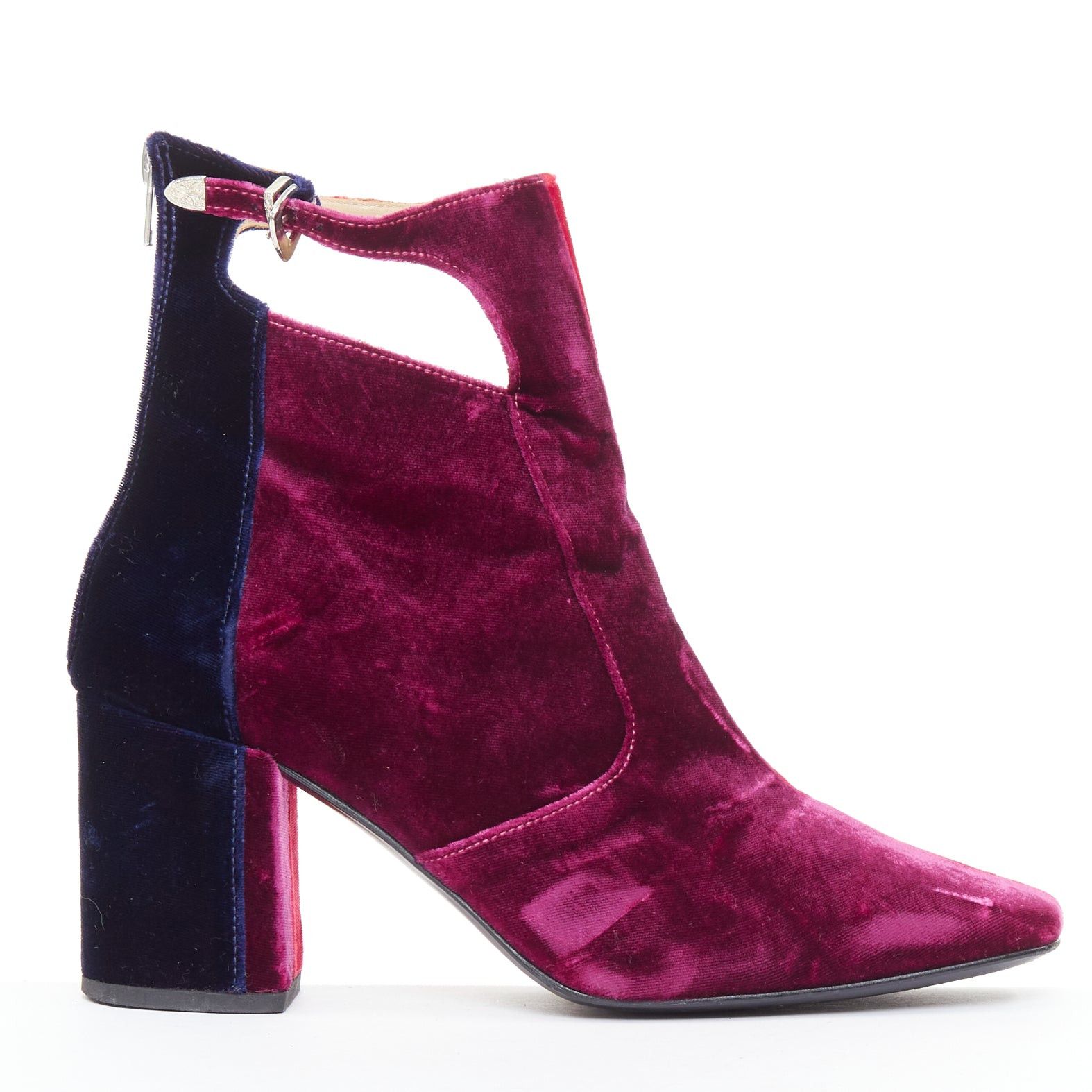 TOGA VIRILIS TOGA ARCHIVES Pulla tricolor velvet square toe ankle booties EU39 Size US 9 / IT 39 - 1 Thumbnail