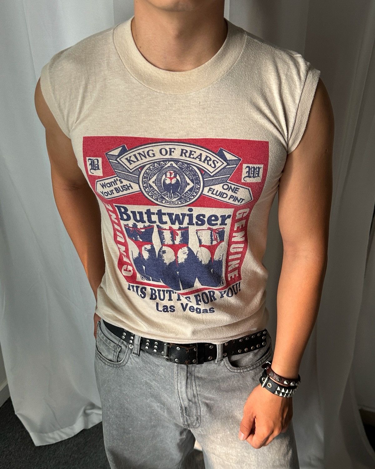 Vintage 1980’s 🍑Buttwiser Parody Sleeveless Size US S / EU 44-46 / 1 - 1 Thumbnail