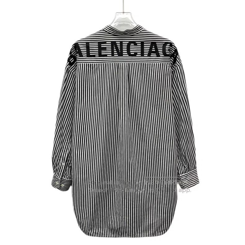 Balenciaga Balenciaga Black Vertical Striped Tie Bow Cotton Long Slee Size 4XL / US 24-26 - 2 Thumbnail