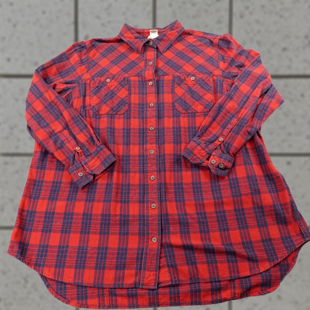 Vintage Duluth Shirt Womens 3XL Red Plaid Flannel Button-Up Long Sleeve with Pockets Cotton Tunic Outdoor Size XXL / US 16-18 / IT 52-54 - 1 Thumbnail
