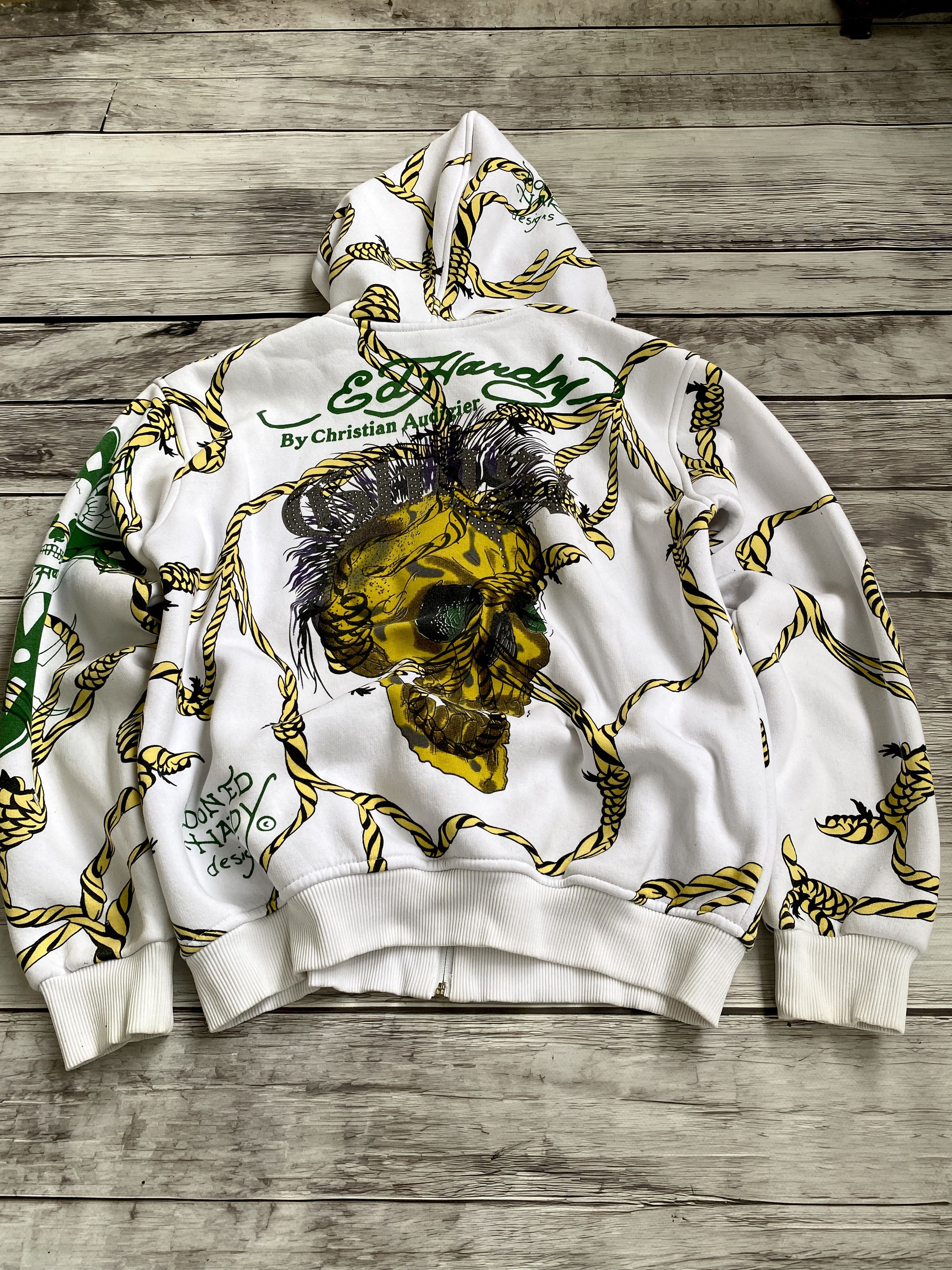 VINTAGE ED HARDY AVANT GARDE 2000s ZIP UP HOODIE