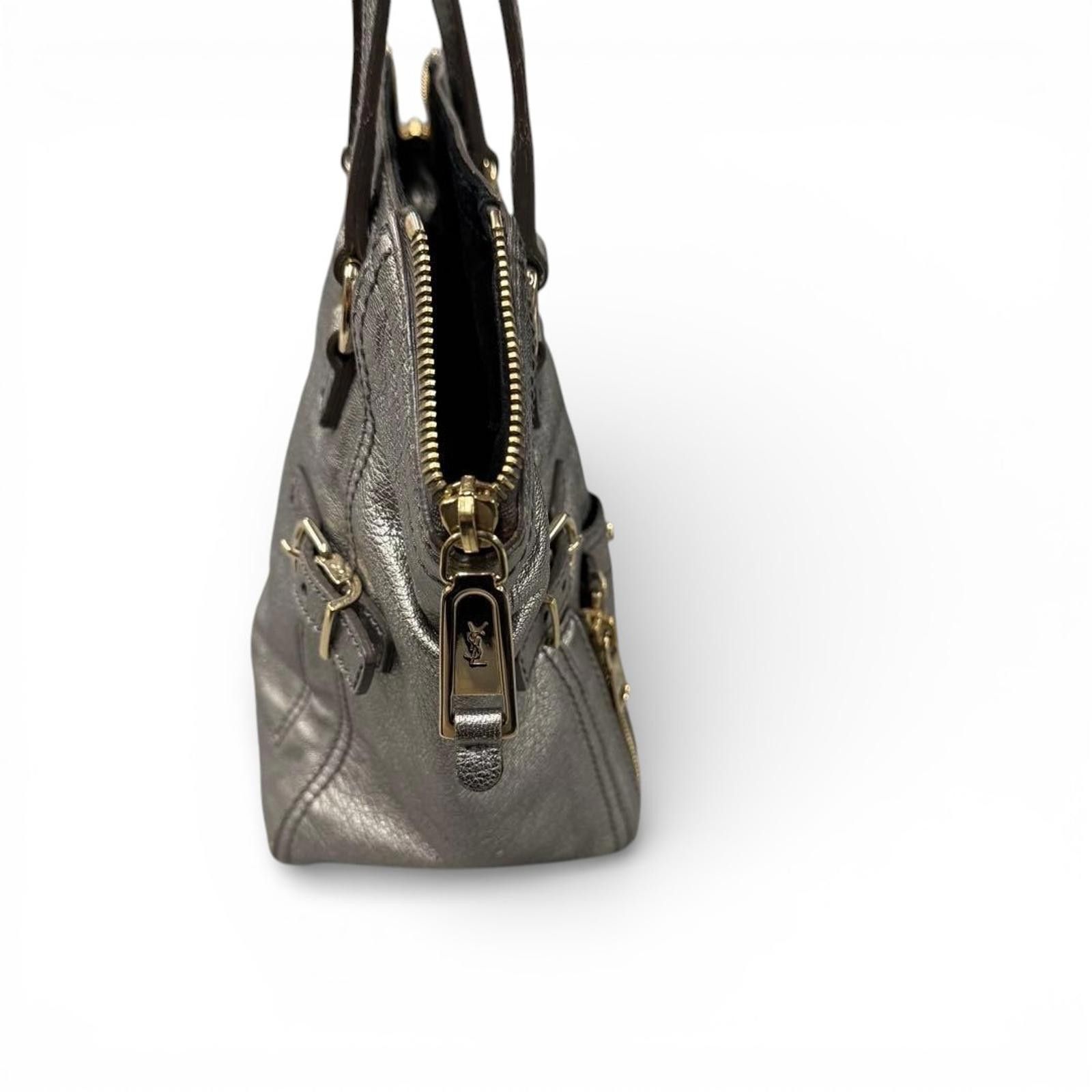Saint Laurent Paris Saint Laurent - Metallic Leather Handbag with Gold-tone Size ONE SIZE - 8 Thumbnail